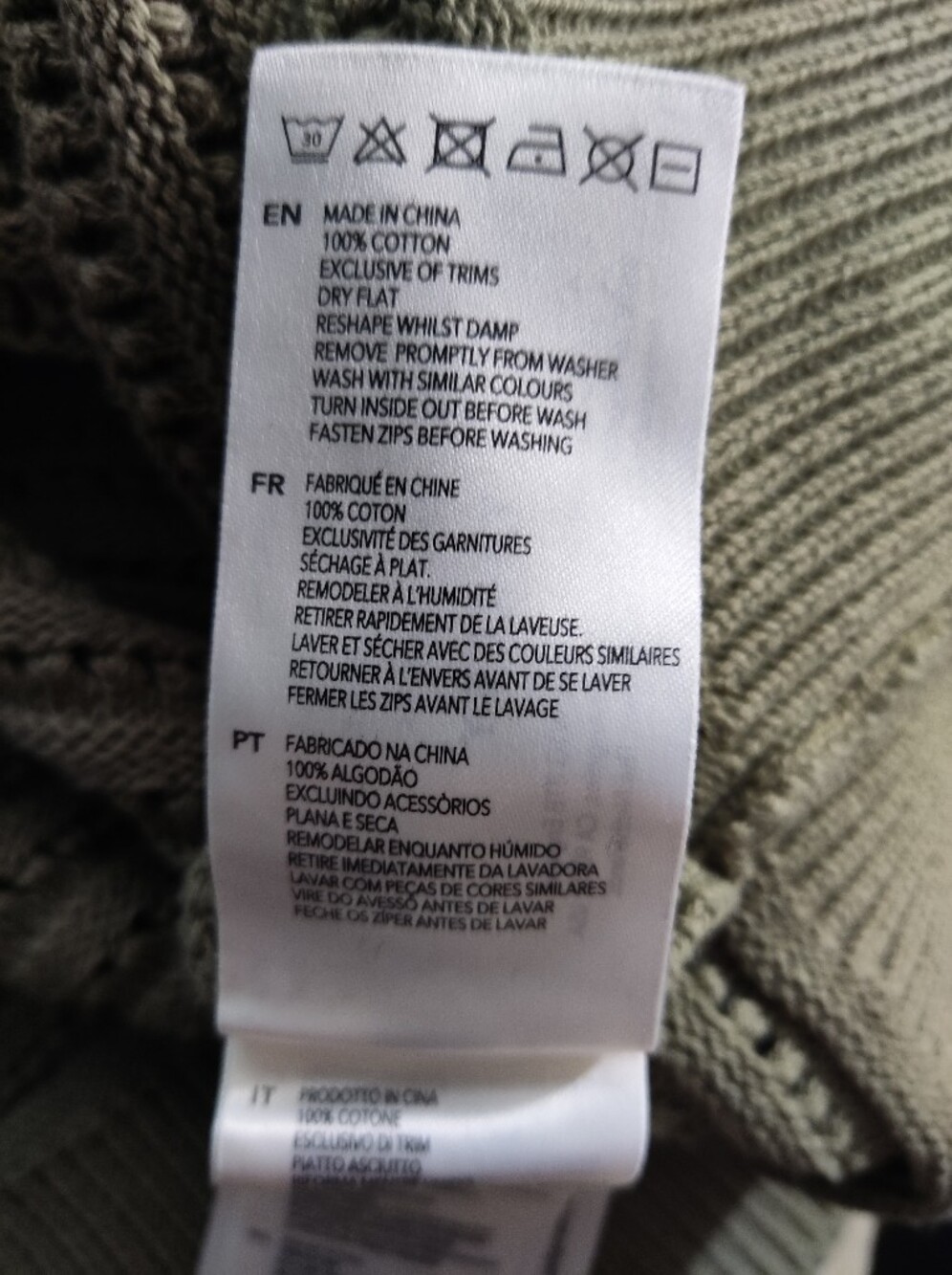 VARLEY Tara Pointelle Half-Zip Cotton Knit Sweater Sage Green XL - Picture 12 of 13